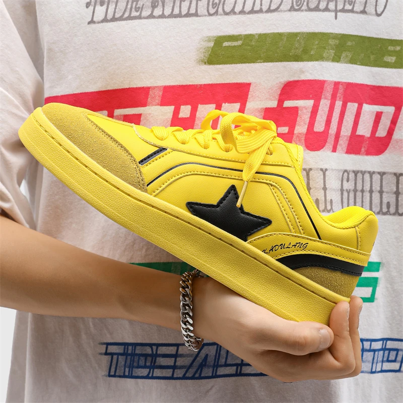 

2025new comfort casual breathable xingx skateboard shoes trendy Joker student board shoes high quality couple's sneaker yellow