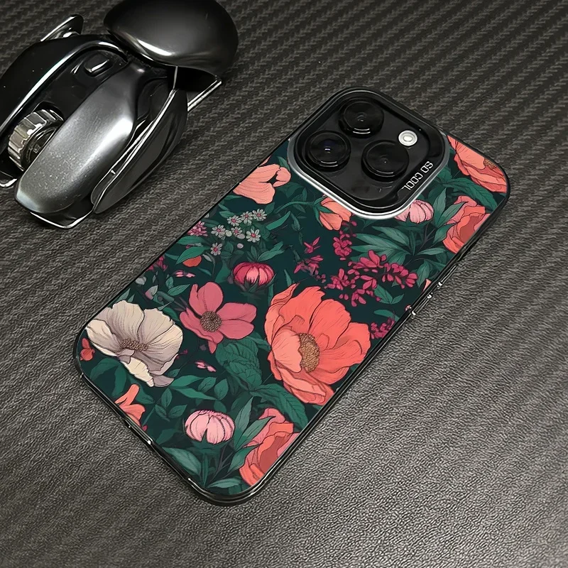 Colorful Bright Flowers Pattern Phone Case Suitable for iPhone 16 Pro Max 15 14 7 8 Plus 13 12 Mini 11 X XR XS Antislip Cover