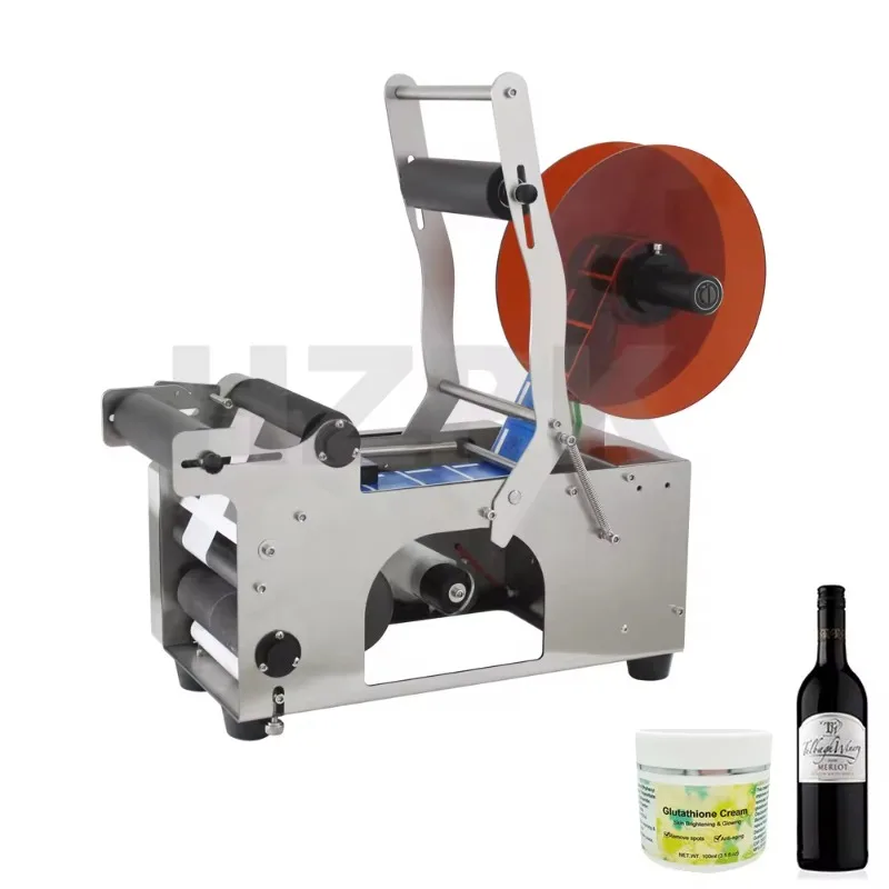 

HZPK mt 50 desk top mini manual bottle labler price tagger sticker labeling machine for small round bottles per