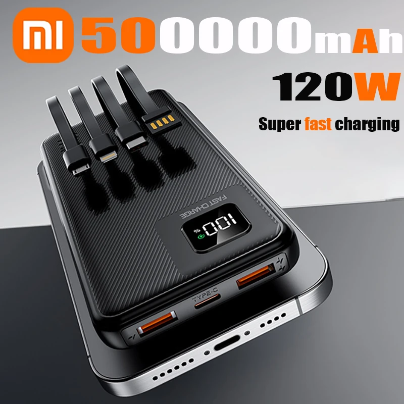 

Xiaomi 50000 mAh 120W Fast Charging Power Bank Large Capacity Portable External Battery Chargers PowerBank for iPhone Samsung