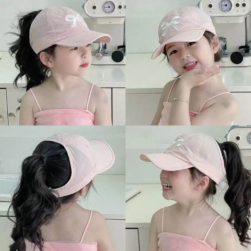 

Fashion Embroidery Bow Children's Baseball Cap Quick Drying Breathable Baby Empty Top Hat Anti-UV Casual Sun Hat Outdoor