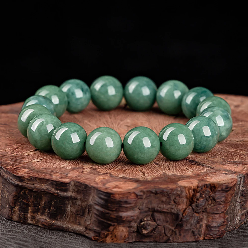 

8/10/13mm Natural Green Chalcedony Burma Jade Bracelet For Men Women Fashion Natural Stone Round Bead Amulet Jewelry Accessories
