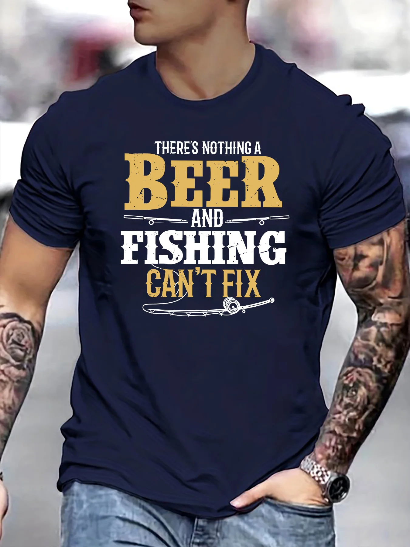 

Men's T-Shirt Beer Fishing 3D Graphic T Shirts Short Sleeve Tshirts Comfy Casual Top Oversized 5xl Summer O-Neck Men's Clothing