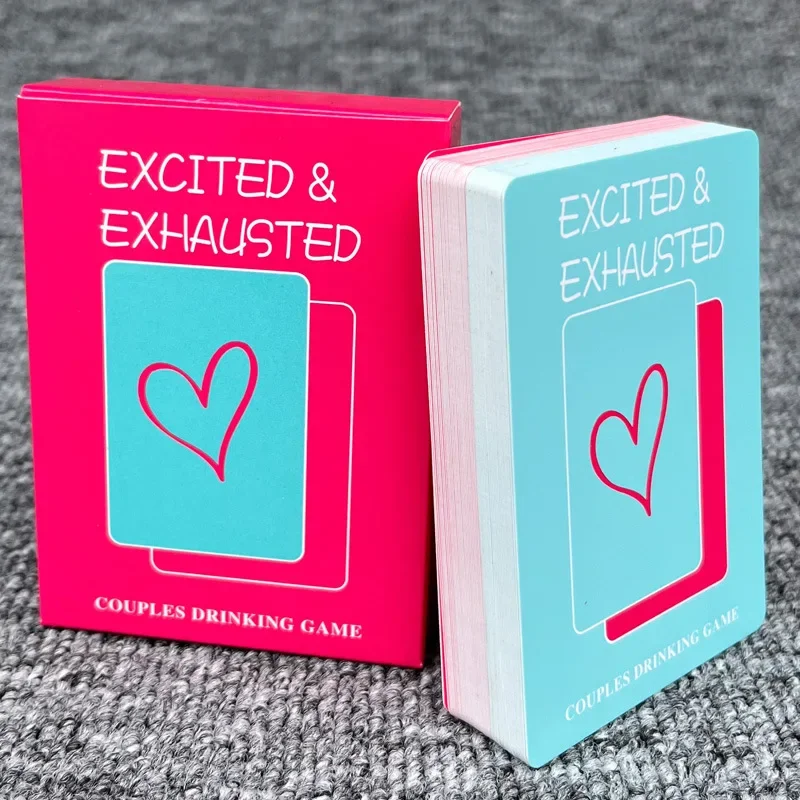 Excited Exhausted Couples Drinking Game Card for Couple Drunks Adults Hen Night Party Board Deck Bedroom Let Truth Dare