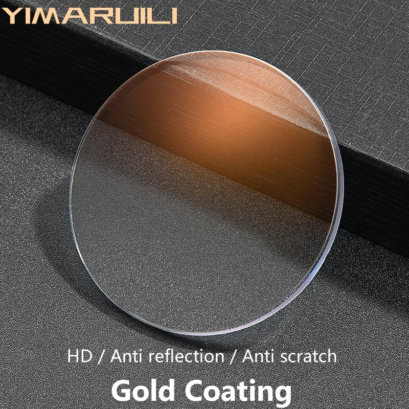 YIMARUILI 1.56/1.61/1.67 HD Anti-scratch Anti-reflective Transparent Gold Coating Myopia Hyperopia Optical Prescription Lenses