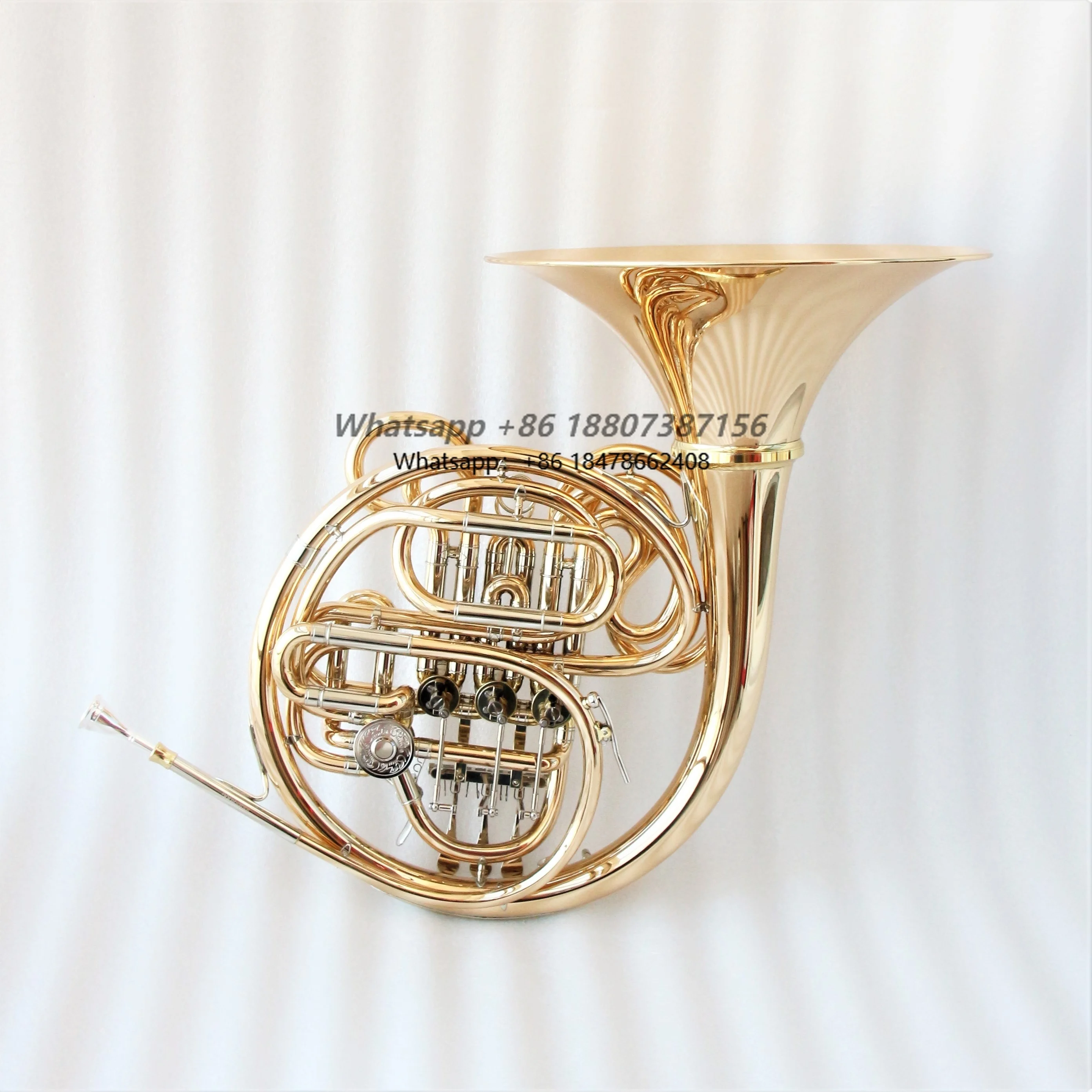 

OEM Factory 103 Style French Horn Gold Copper Bell & Body Brass Material 4-Key Double French Horn at Factory Price