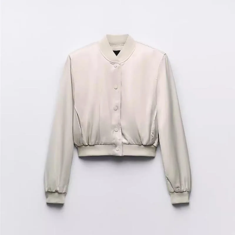 Soie Satin ort Pilot Jaet femmes automne nouveau Sle 443277 7 taille haute couleur Pure Long Sve bouton fermeture manteau