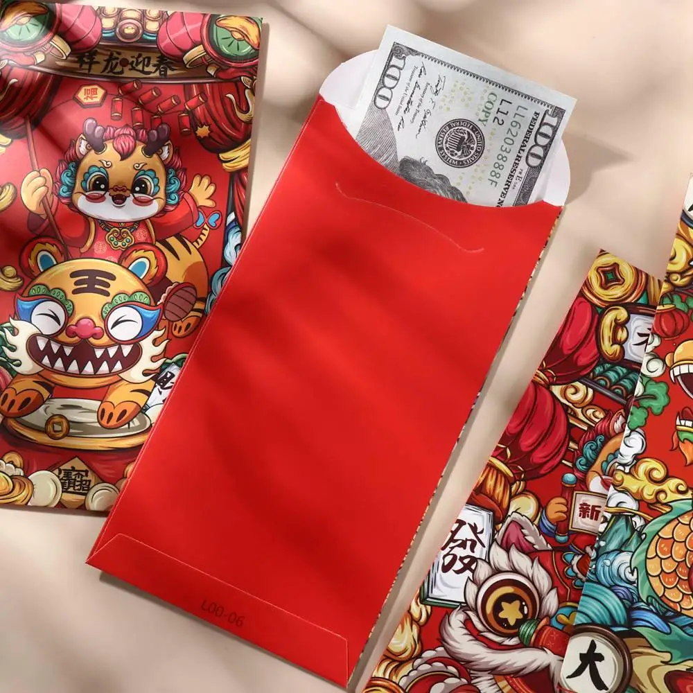 2024 New Year Packet Red Envelope Dragon Pattern Best Wishes Money Pocket Luck Money Bag DIY Packing HongBao Celebration Party