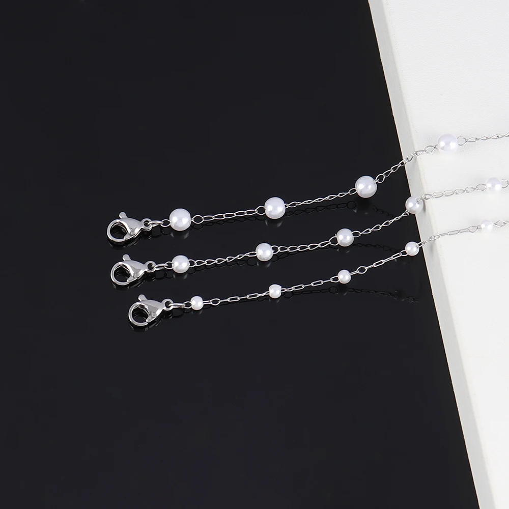 316L Stainless Steel White Pearl Bracelet For Women Fashion  Simple Pearl Beads Chain Bracelets Jewelry Gift
