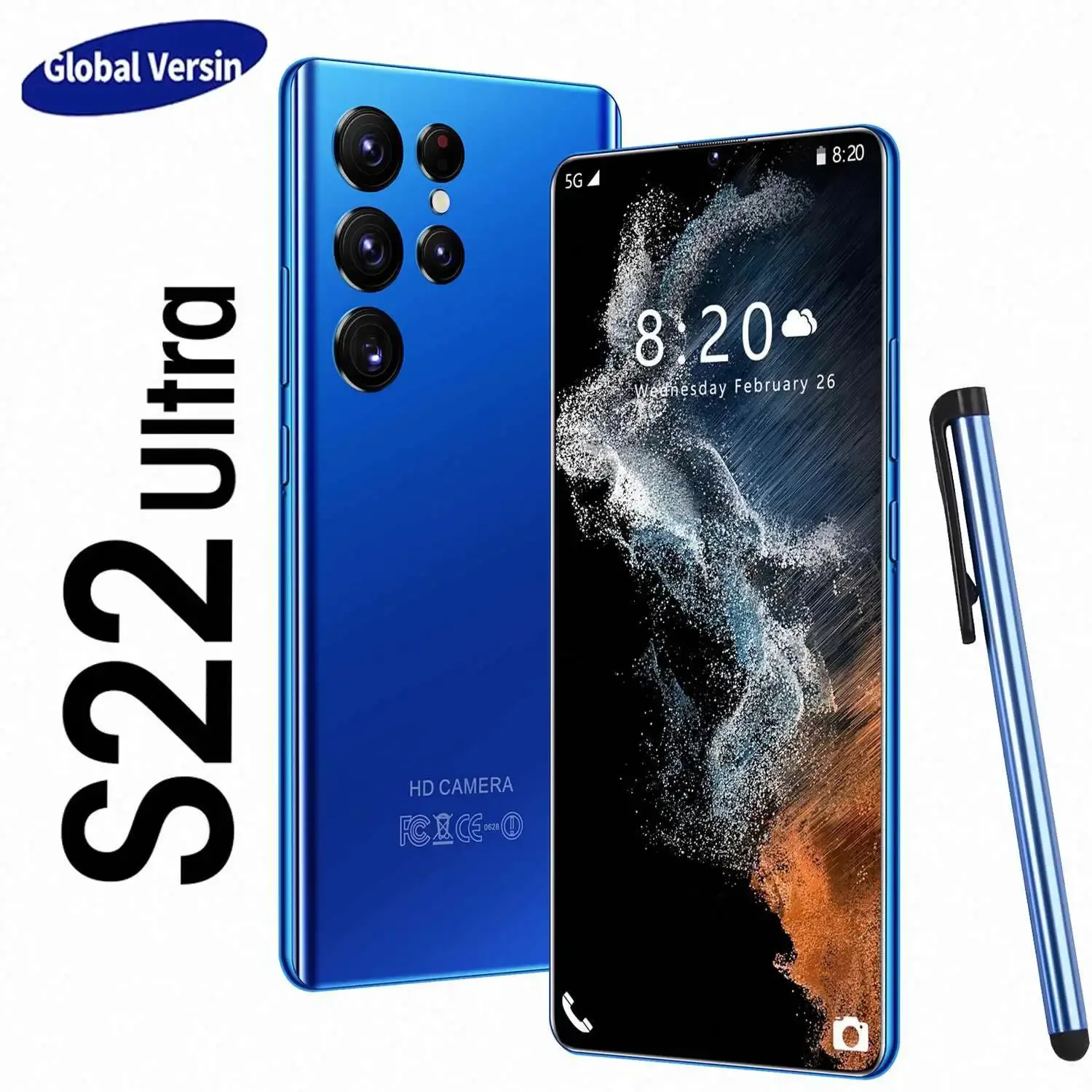 Kostenloser Versand für 5G Smartphone S22+ Ultra 6,7 Zoll Vollbild Android Handys mit Face ID Original entsperrtes Handy