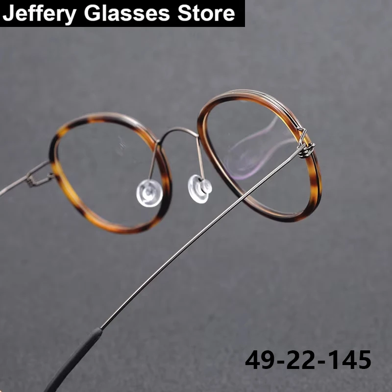 Denmark Vintage Oval Glasses Frame Men Woman Ultralight Screwless Gold Wire Eyeglasses Titanium Acetate Handmade Retro Eyewear