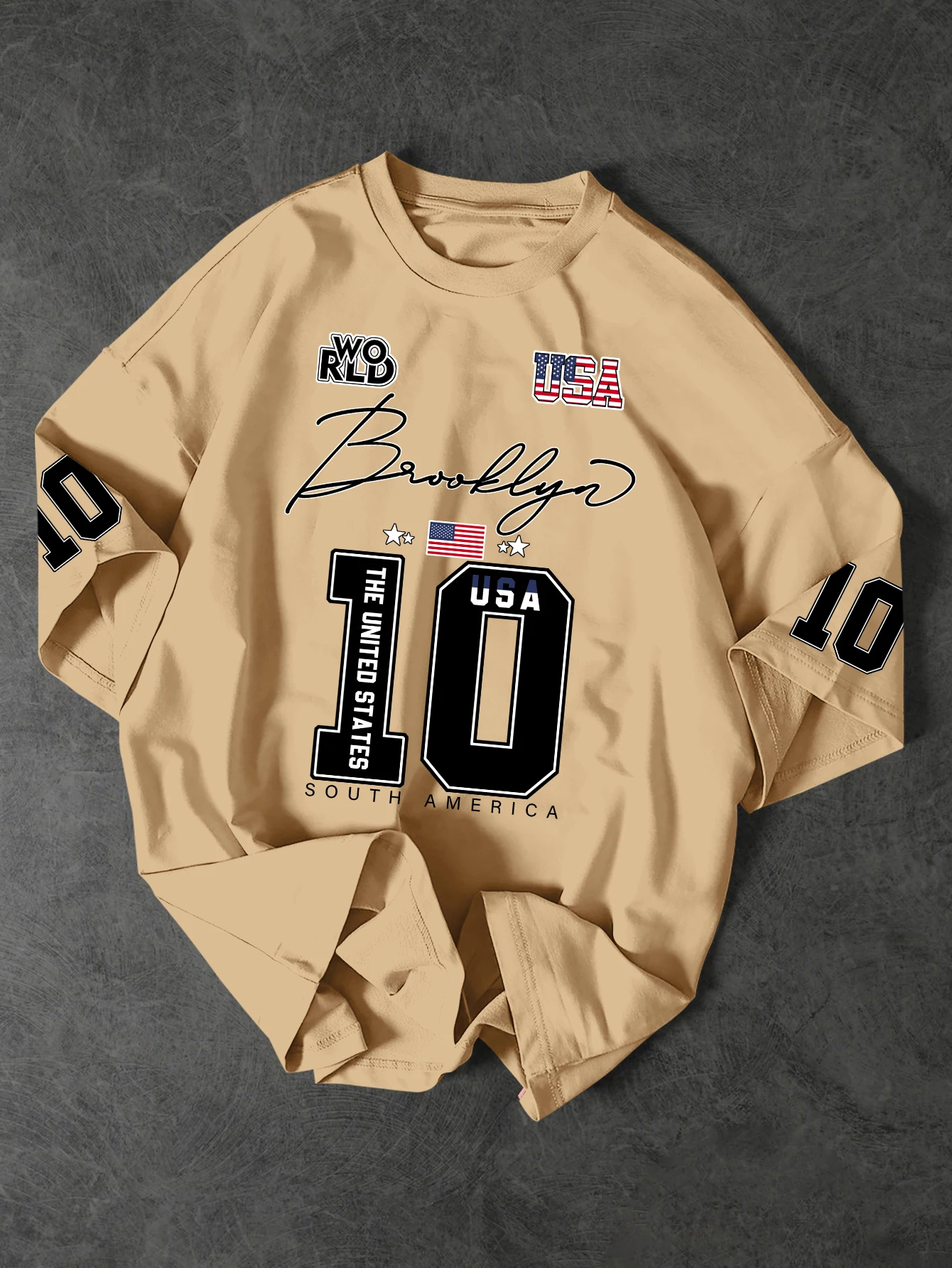 USA Brooklyn Style 10 Print Oversized T Shirt Men's Streetwear Vintage Jersey Tee image 3