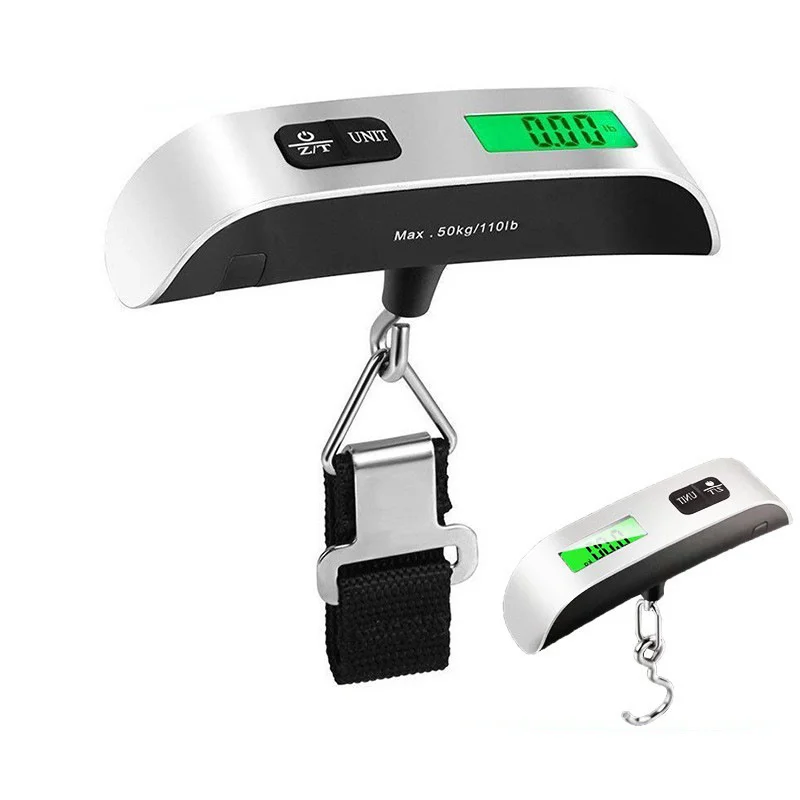 50kg/110lb Portable Digital Scale Backlight LCD Display Luggage Weight Electronic Balance Handled Travel Weight Hanging Scales