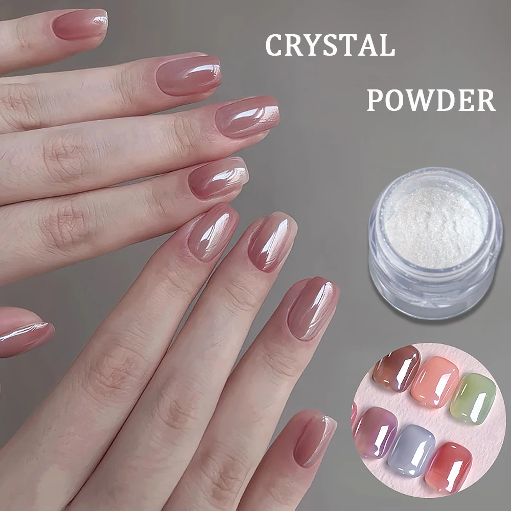 1 tarro de uñas blancas perladas, purpurina, luz de luna, polvo para frotar, efecto espejo transparente súper brillante, pigmento cromado, suministros de decoración para uñas