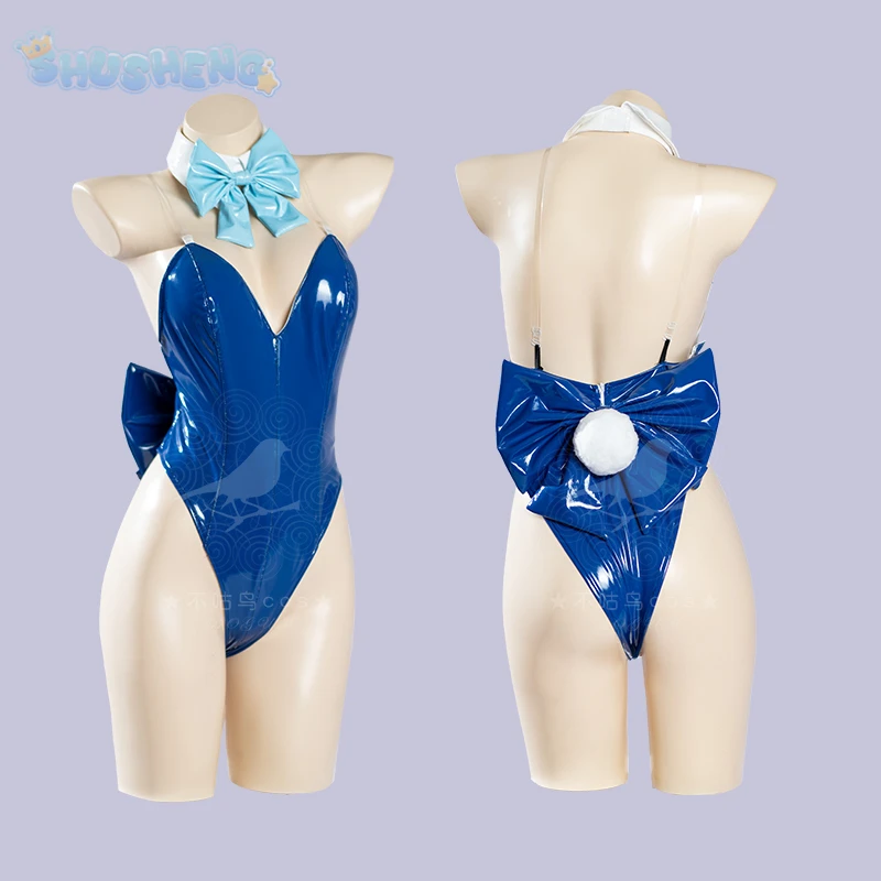 Asuma Toki Cosplay Game Blue Archive Costume Halloween party sexy blue leather swimsuit jumpsuit set wig and accessories uniform