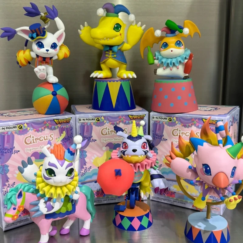 Bandai digimon aventura circo série surpresa caixa cega anime figura modelo estatueta ornamentos de mesa bonecas brinquedo presente na moda