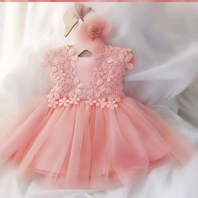 Blumenmädchenkleid für Frühling und Herbst – Geburtstagskleid aus weichem Tüll für den ersten Monat und Feier des Babys, elegantes Prinzessinnenkleid