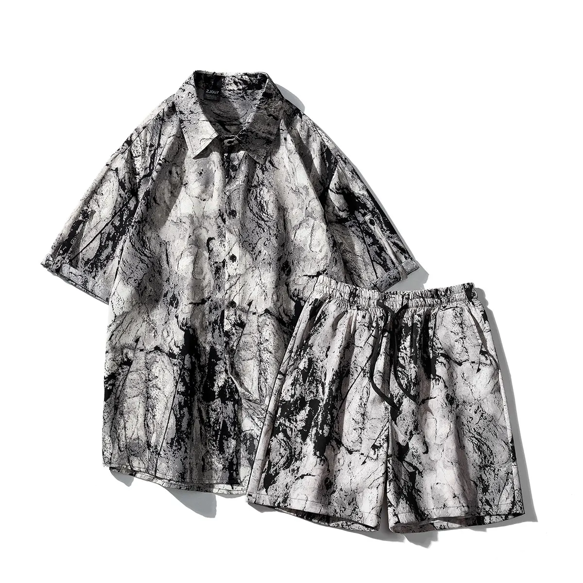Short-Sleeved + Shorts 2026 Summer New Men's High-Quality Fashion Trend Comfortable Breathable Large Size Loose Casual Suit
