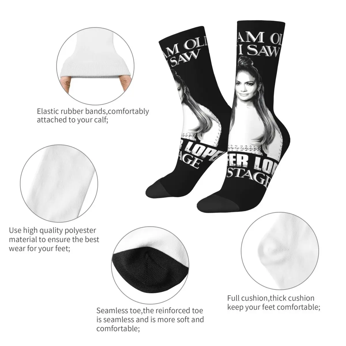 Lustige Happy Stage Herrensocken Retro Harajuku J-Jennifer Lopez Hip Hop Neuheit Casual Crew Crazy Sock Geschenk bedruckt