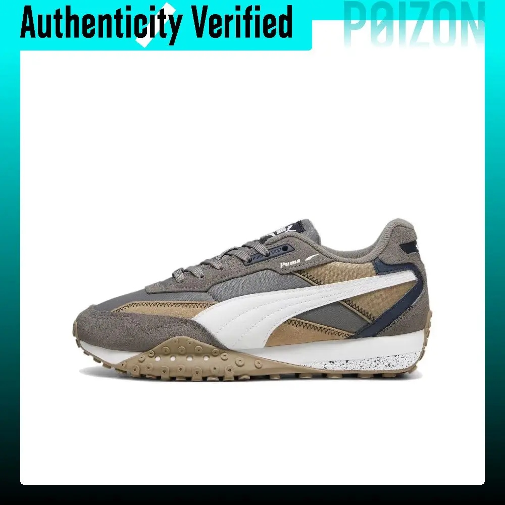 PUMA Blktop Rider Textile, Split Cow Leather, Artificial Leather Low top Casual Shoes Unisex Gray Brown White 392725-24