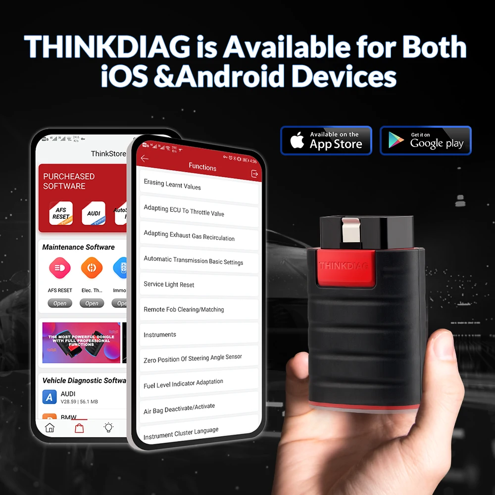 Thinkcar Thinkdiag 1 New Version OBD2 Scanner Bluetooth,All System Diagnostic Tools ECU Coding Bidirectional Diagnostic Tool Automotive Scanner OE Level Car Code Reader for iOS & Andriod 15+ Resets, FCA AutoAuth, Active Test view 3