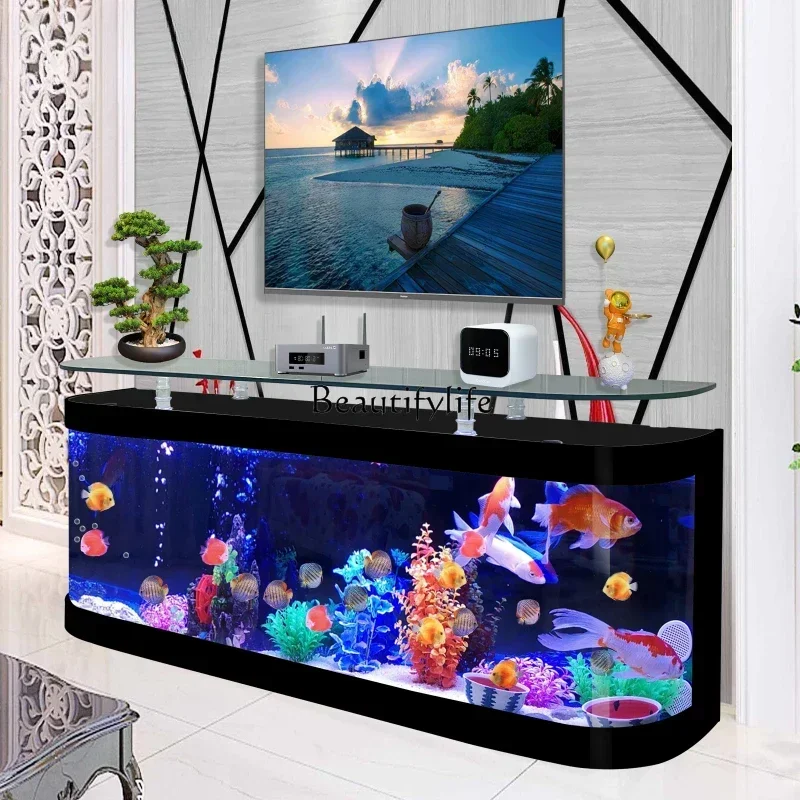 European Fish Tank Aquarium TV Cabinet Ecological Change Water Floor Type