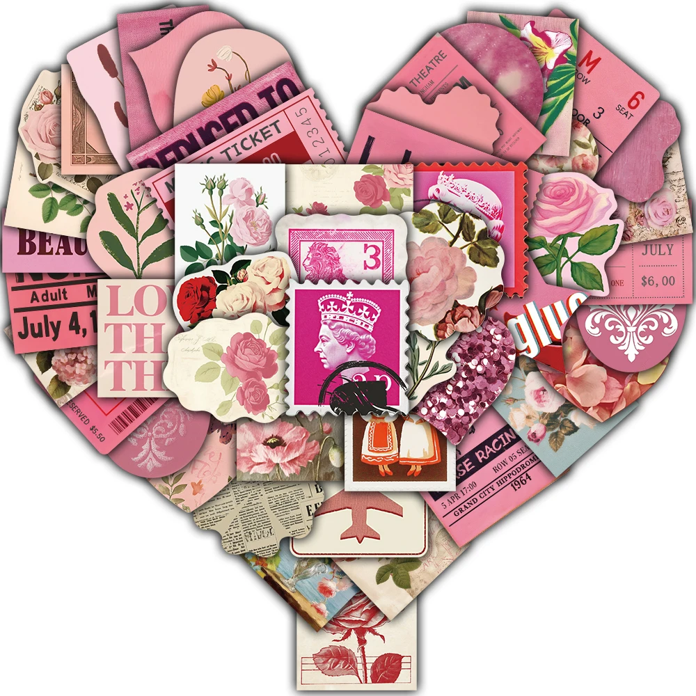 

50/100 шт. розовая наклейка в стиле ретро, подарки для скрапбукинга, ноутбука, багажа, забавный телефон, багаж, эстетическая наклейка для кофе, скейтборда, автомобиля