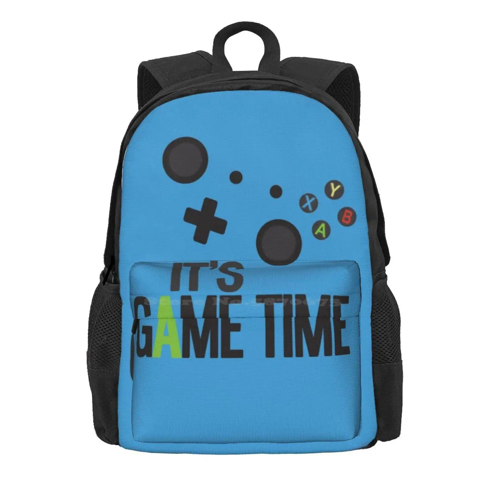 It'S Game Time - Blue Hot Sale Schoolbag Backpack Fashion Bags Game Controller Love Play Games Play Video Games Game On Gamer