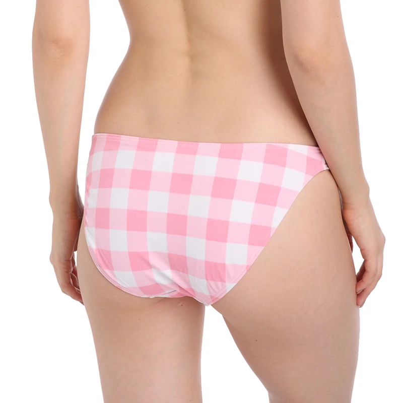 2024 Summer European Girls Plaid Bikini Shorts Beaching Bottom Nylon Fabric Fully Lined Women Swim Panty