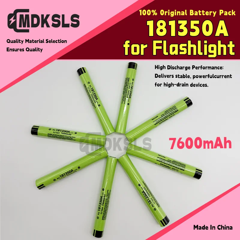 Latest battery with a large capacity of 181350A and a capacity of 7600mAh. Flashlight battery, rechargeable lithium battery 4.2V
