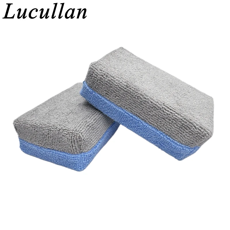 Lucullan Blue & Yellow Dual Color Stitching spugna per ceretta in microfibra 3 \