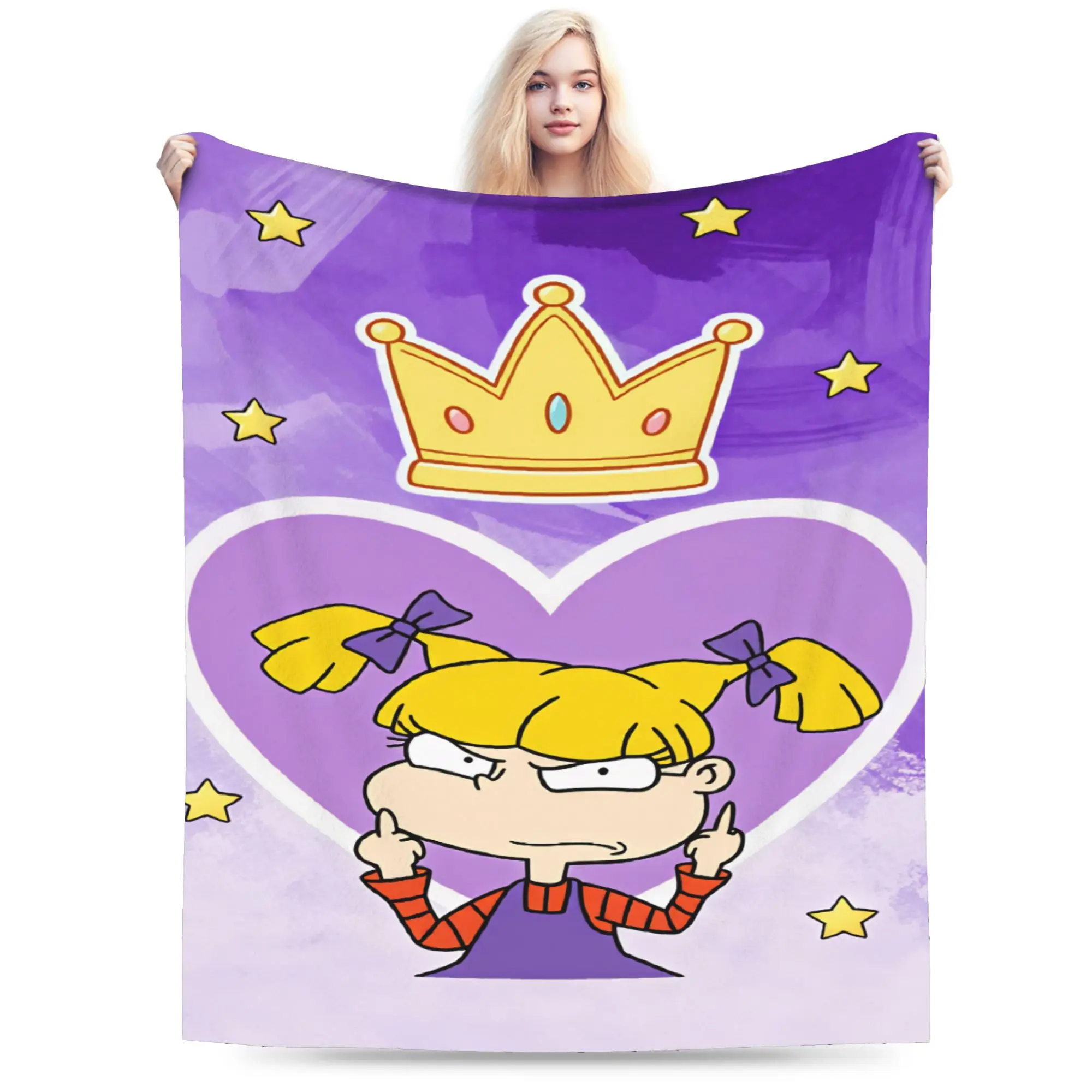 Rugrat Character Soft Blankets For Outdoor  Casual Throw Blanket Autumn Plane Travel Flannel Bedspread