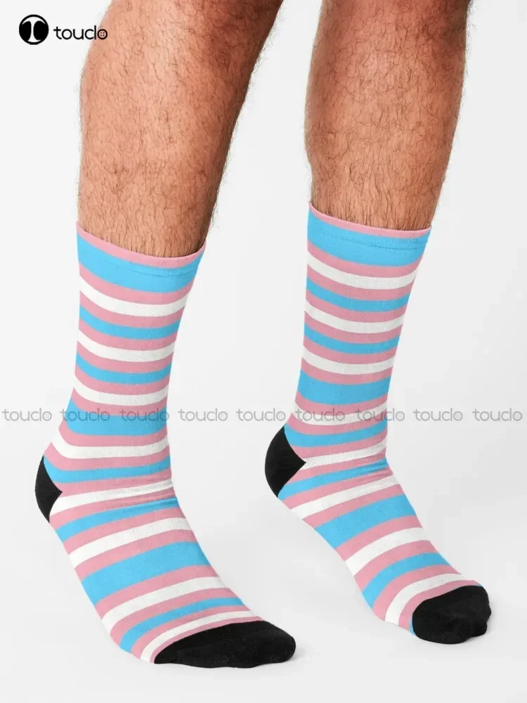 Plain Trans Flag Transgender Pride Lgbtqia Trans Flag Socks High Quality Cute Elegant Lovely Kawaii Cartoon Sweet Cotton Sock