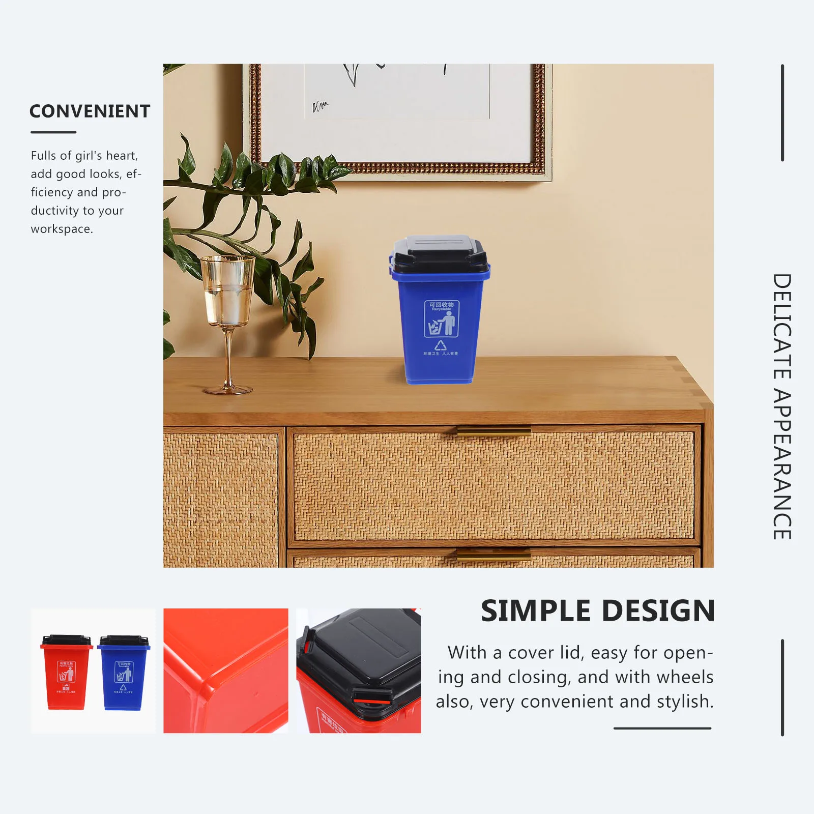 

2PCS Trash Shape Pen Holder Desktop Trash Can Storage Basket Pencil Case Stationery Holder Silverware ganizer Sturdy