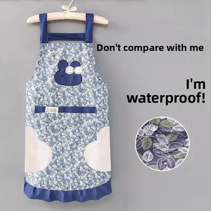 和風純綿ヤングバージョンキッチンエプロン超防水耐油家庭用エプロン男女兼用フリーサイズ