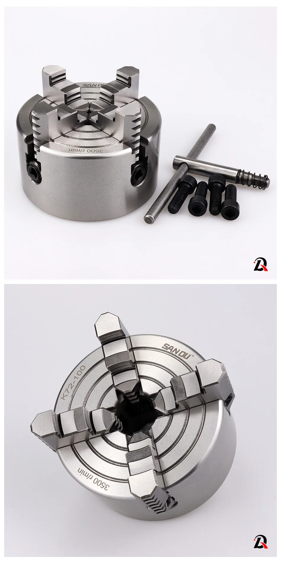 K72-100 4-Backen-unabhängige 100 mm (3,94 Fuß) Drehmaschine, manuelles Scrollfutter für mechanische Mini-Drehmaschine mit gehärtetem Stahl für Holzverfahren – Detail 2