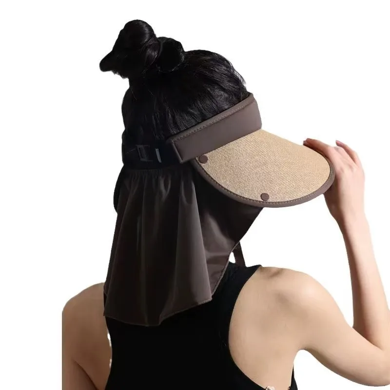 Novo chapéu de aba grande dobrável destacável pescoço protetor uv chapéu de sol proteção solar chapéus de praia