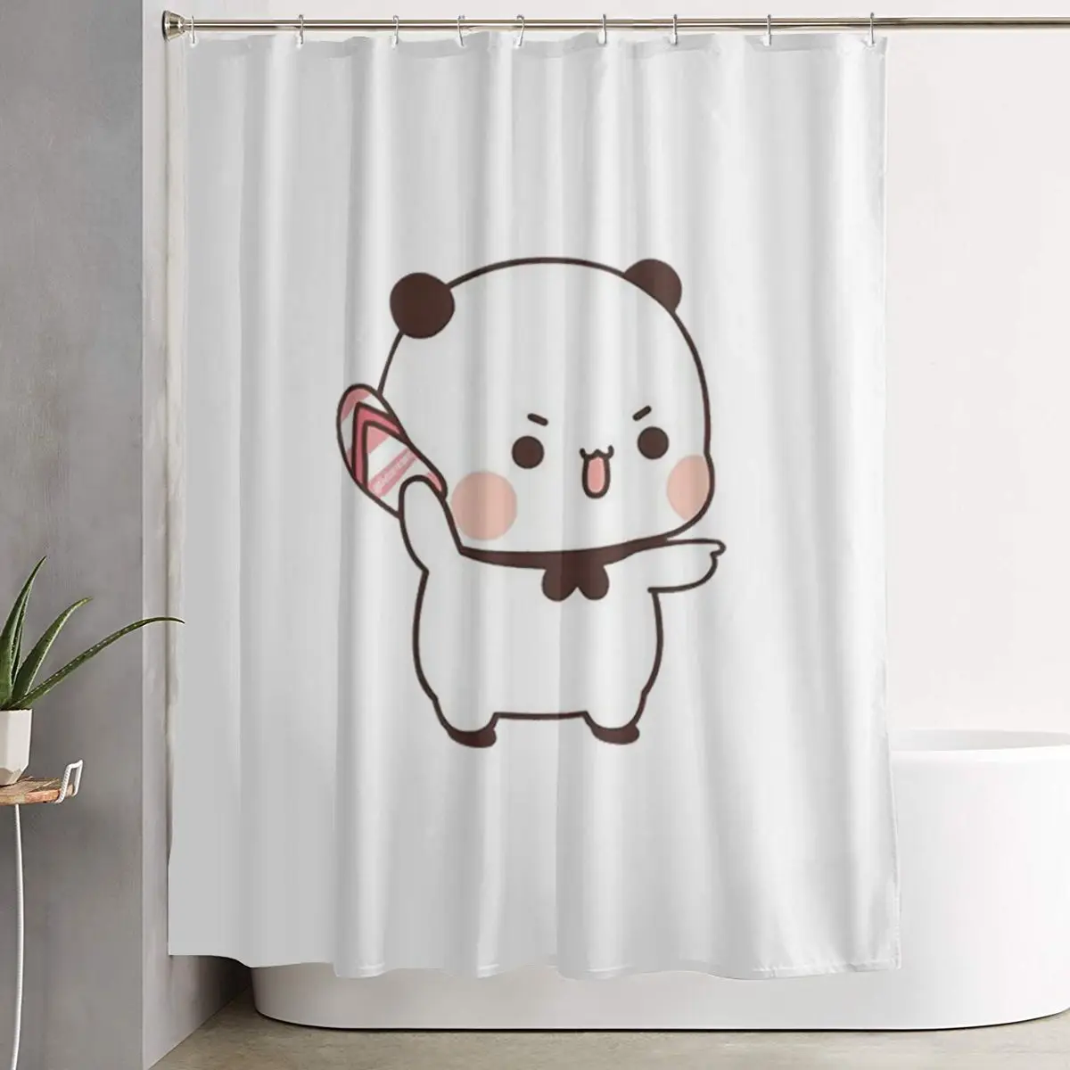 

Забавная занавеска для душа с изображением Бубу, бросающего шлепанцы в Дуду, из полиэстера, водонепроницаемая, с крючками