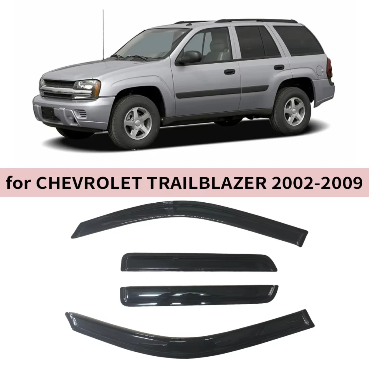 

Window Visor for Chevrolet Trailblazer 2002 2003 2004 2005 2006 2007 2008 2009 Wind Deflectors Rain Guards Door Visor Ventvisor