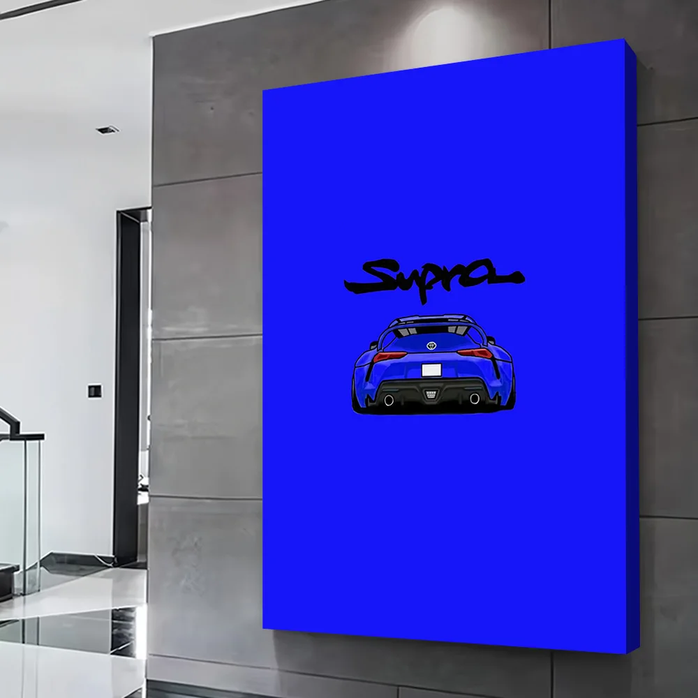 Blue Sports Simple Car Artwork Poster Customizable Printed Canvas Painting Wall Art Gift for Decorative Paintings Room Ornaments