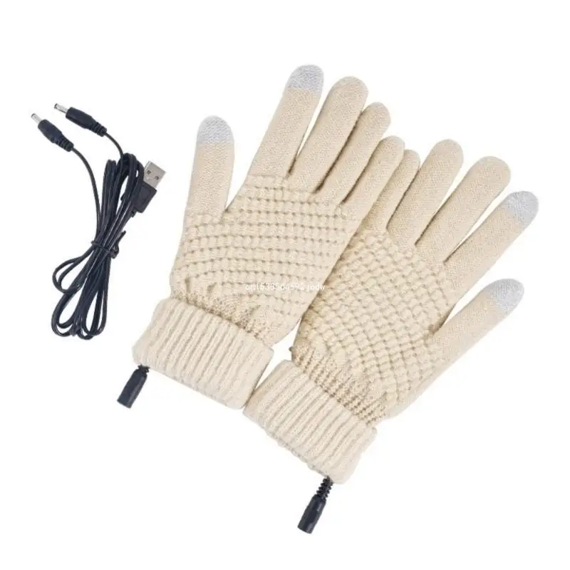 

Women Electric Heated Gloves Full Finger Warmer USB Touchscreens Knitted Gloves Dropship