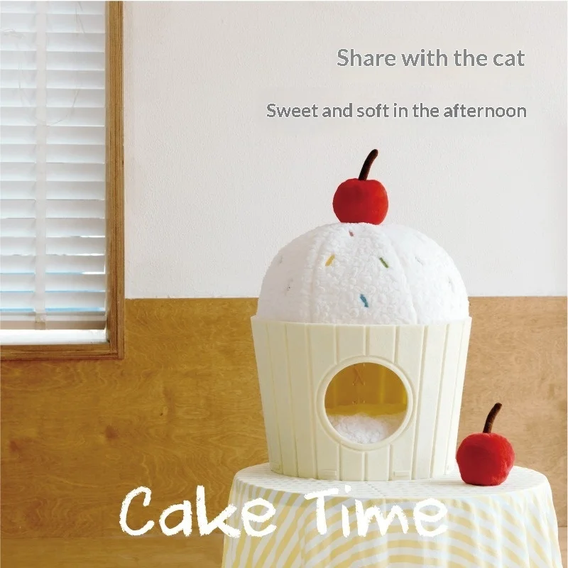 Cama nido de fieltro con forma de muffin para gatos – Cueva cálida - imagen 2