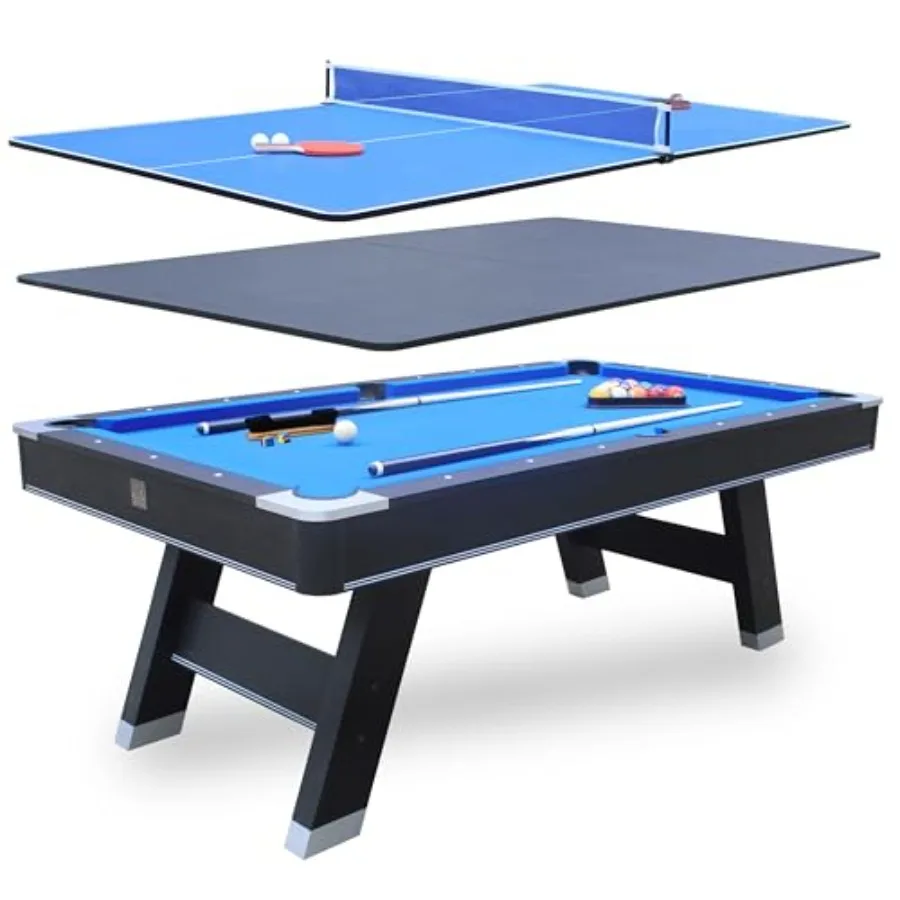 

7 ft Multi-Game Table. Billiards Table Tennis and Handy Serving Table. Get Two Great Games on This Stylish Solid Table for The