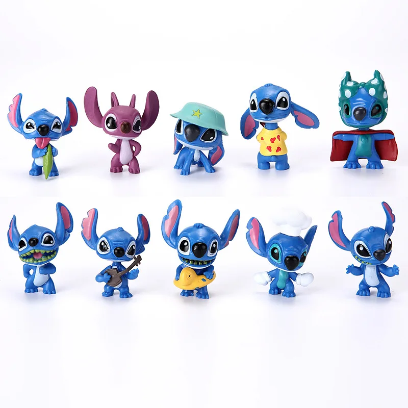 

10pcs /set Stitch Anime Character Figurine 5cm Mini Figurine Stitch Cute Figurine Anime Peripheral Toy PVC Model Ornament