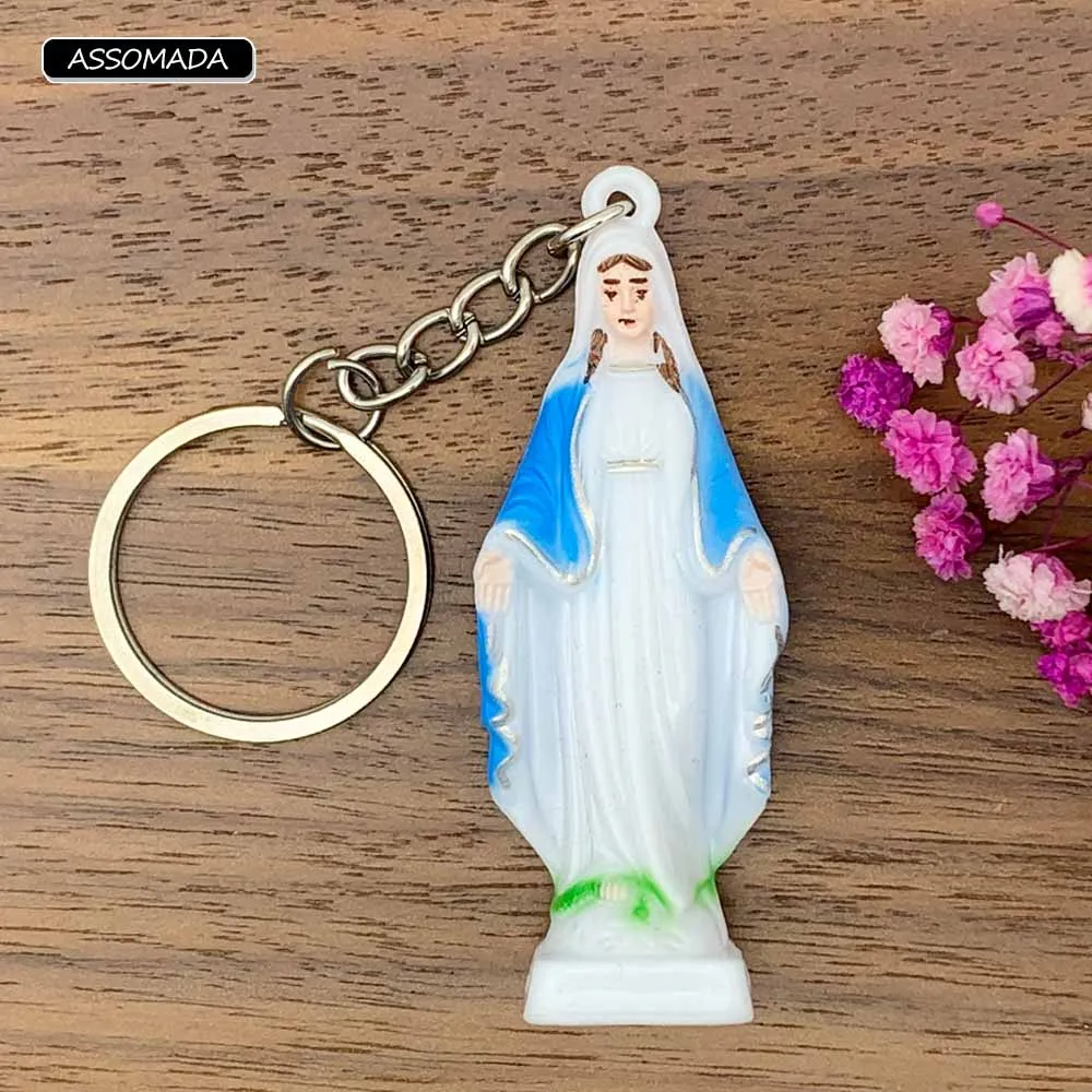 Luminous Virgin Mary Keychains For Women Men Gift Colour Noctilucent Christian Religion Mary Car Key Chains Accessories ASSOMADA