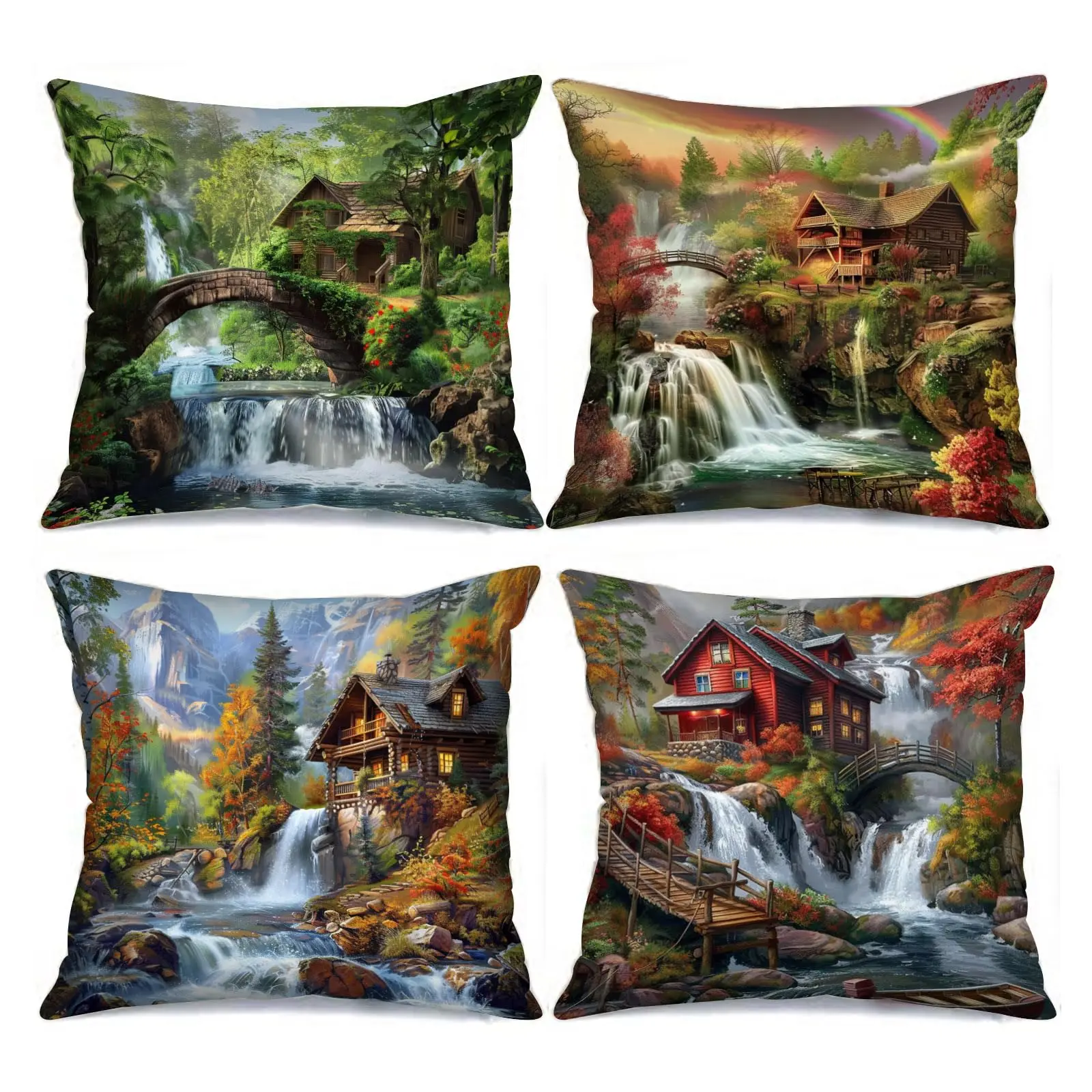 Pillow cover 45x45 Pillow cases 45x45 Waterfall Cabin Decor Cushion Cover Sofa Bedroom Car Cover