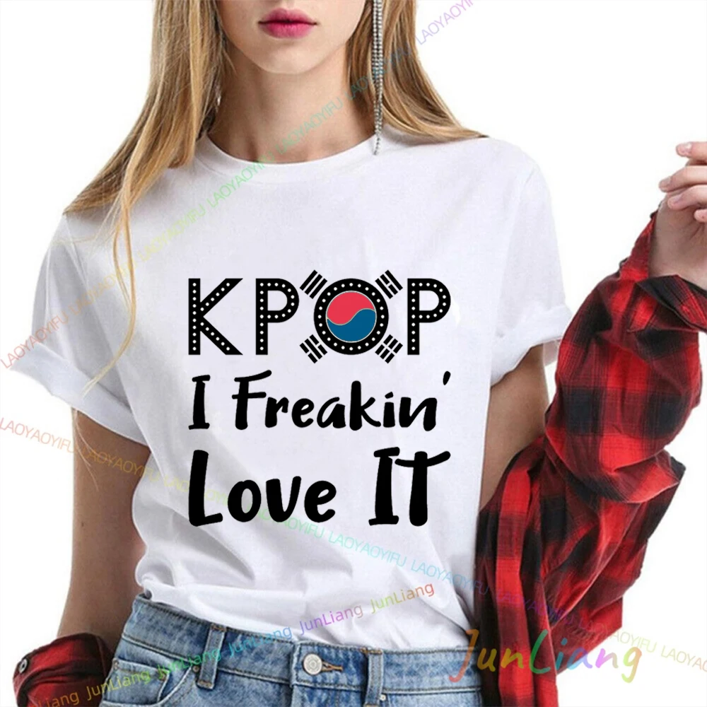 100% Cotton Y2k Vintage Top 90s 80s Short Sleeve Tee 1990 Style Men's Shirts I Love K-Pop Gift New in Tops & Tees Tshirt T-shirt