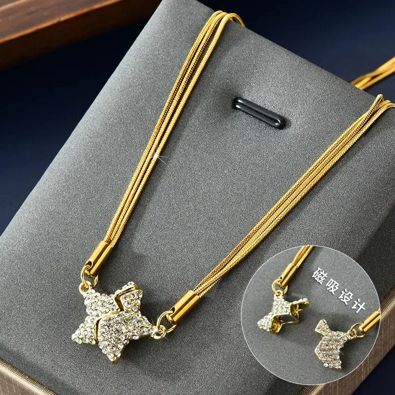 

Multi-functional women's collarbone chain, high-end retro magnetic star pendant necklace, fashionable clothing necklace