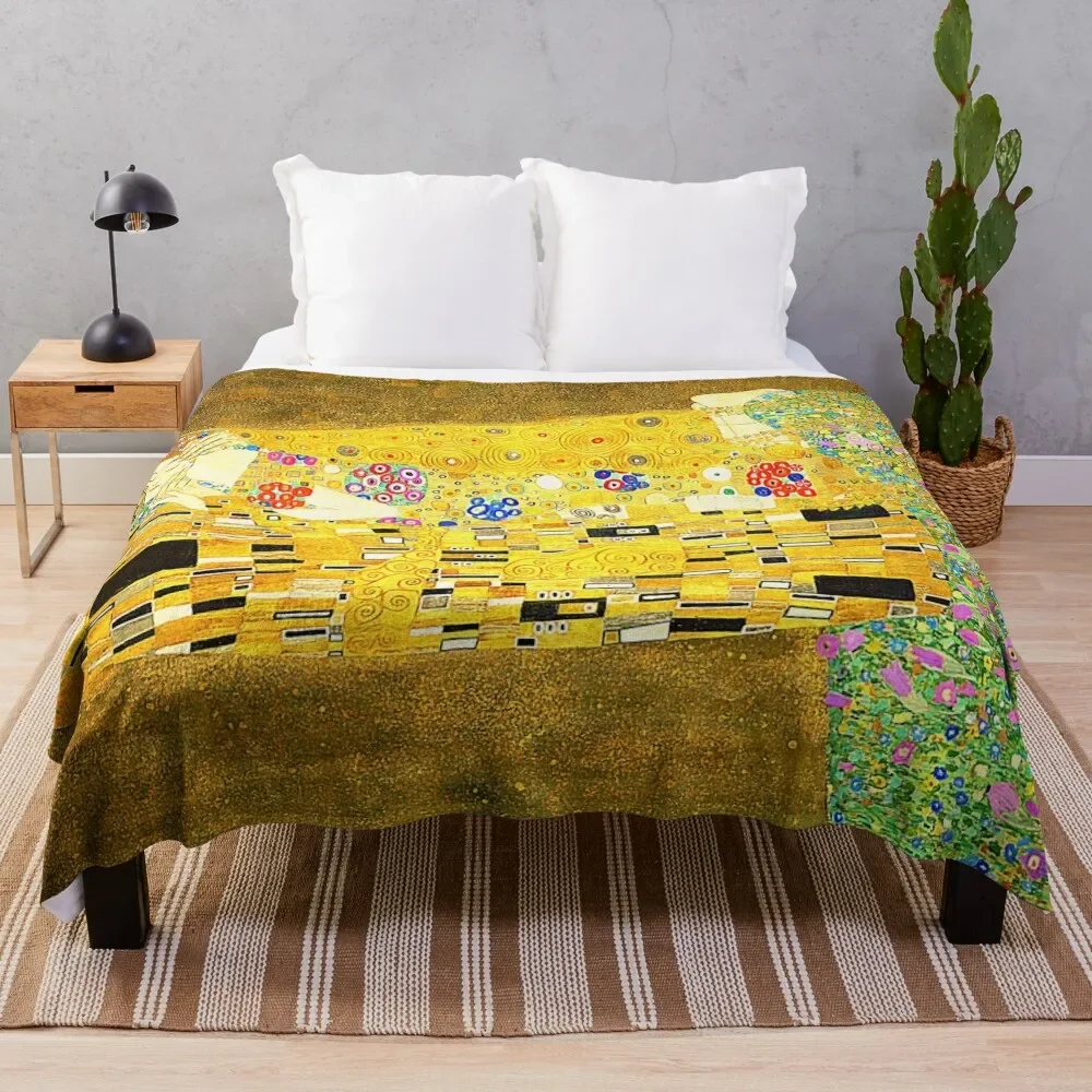 The Kiss - Gustav Klimt Throw Blanket Summer Beddings Winter beds Moving Blankets