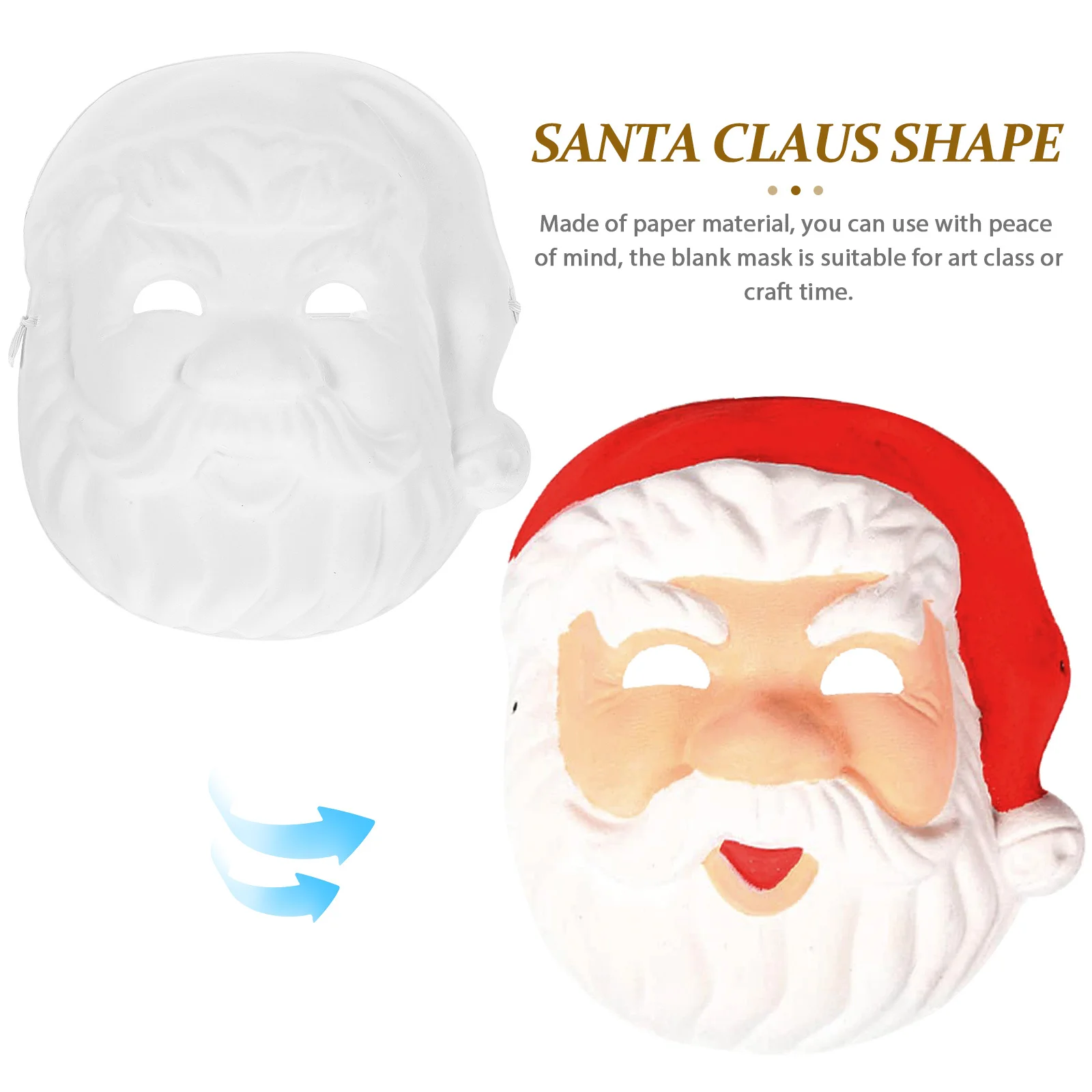 18 pezzi di maschere verniciabili vuote per il viso, maschere per feste fai da te, decorazioni artigianali di carta per Babbo Natale per decorare il completo